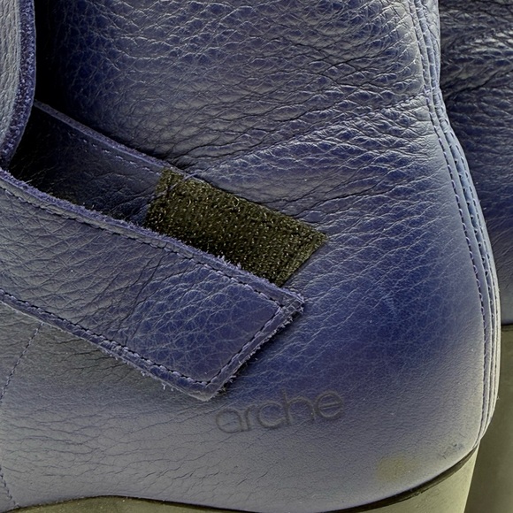 Arche Paris Royal Blue Leather Block Heel Ankle Boots Size 38/US 7 - Picture 8 of 16